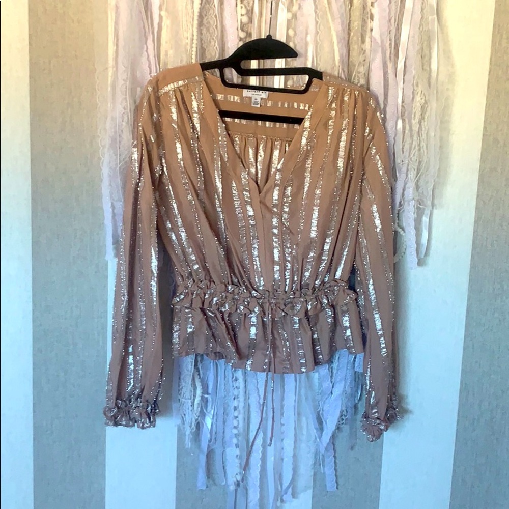 Shiny and nude stripe top